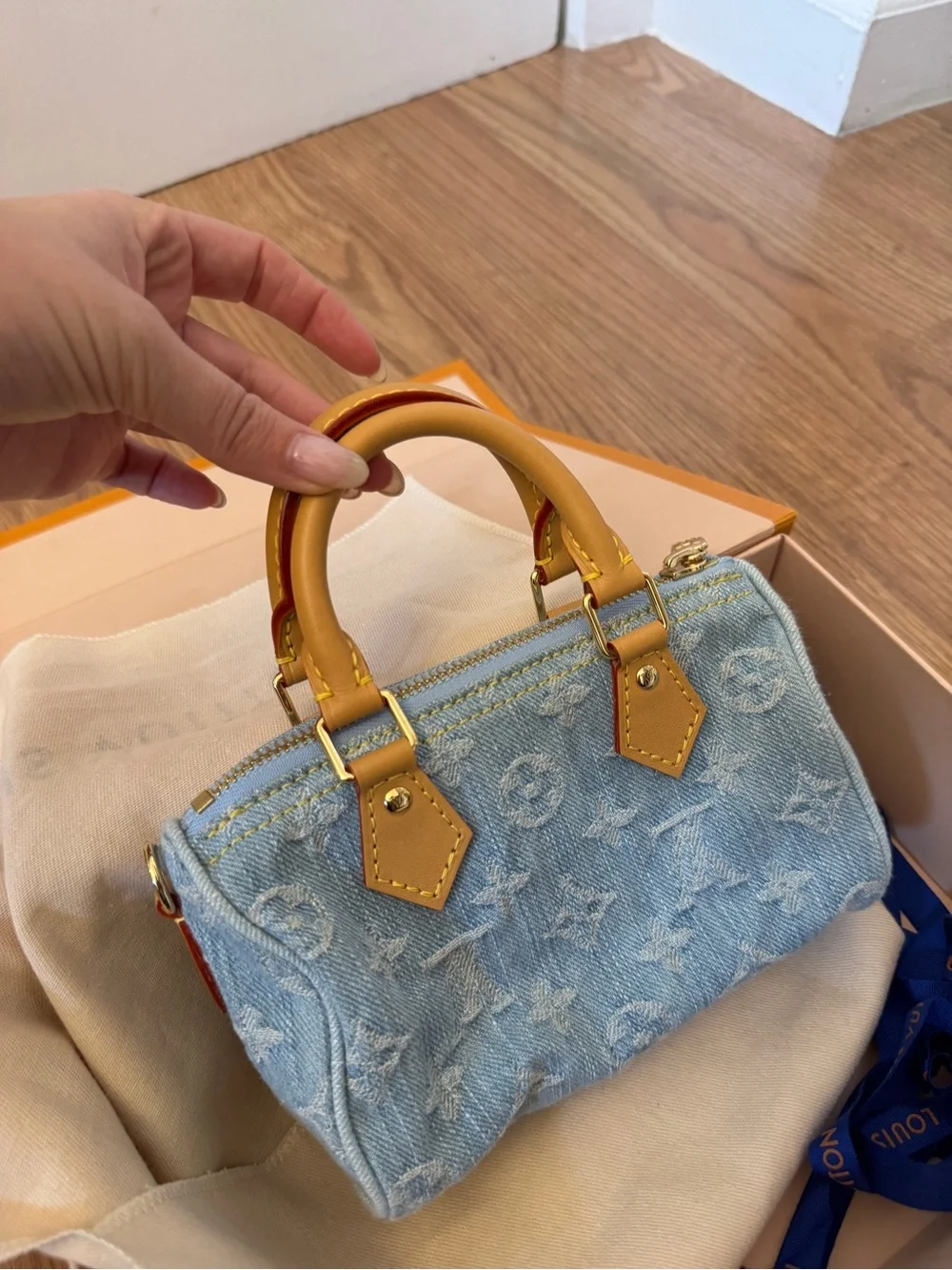 Louis Vuitton Light Blue Denim Nano Speedy 2023 - Picture 12 of 16